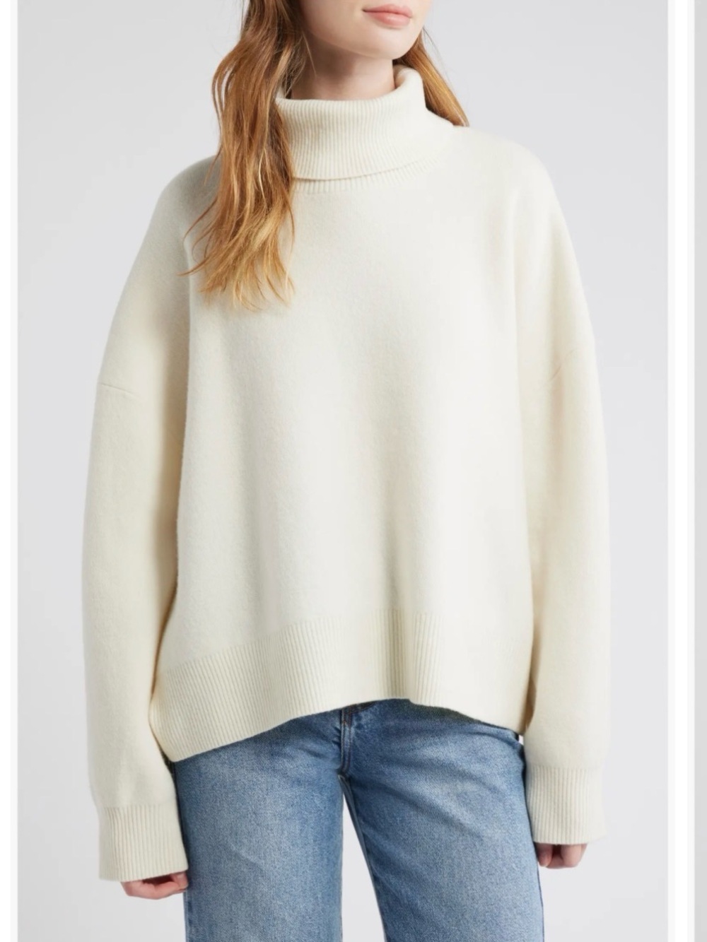 NWT $168 Free PeopleTurtle Neck Lambswool Blend Soft Oversized Ribbed. Sweater M